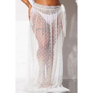 Arabella Swim Cover Up Maxi‎ Skirt White Plus Size RefFNB
